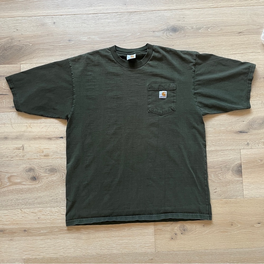 Vintage Carhartt Men's Green Pocket T-Shirt Sz L/XL *G9 - Picture 2 of 3